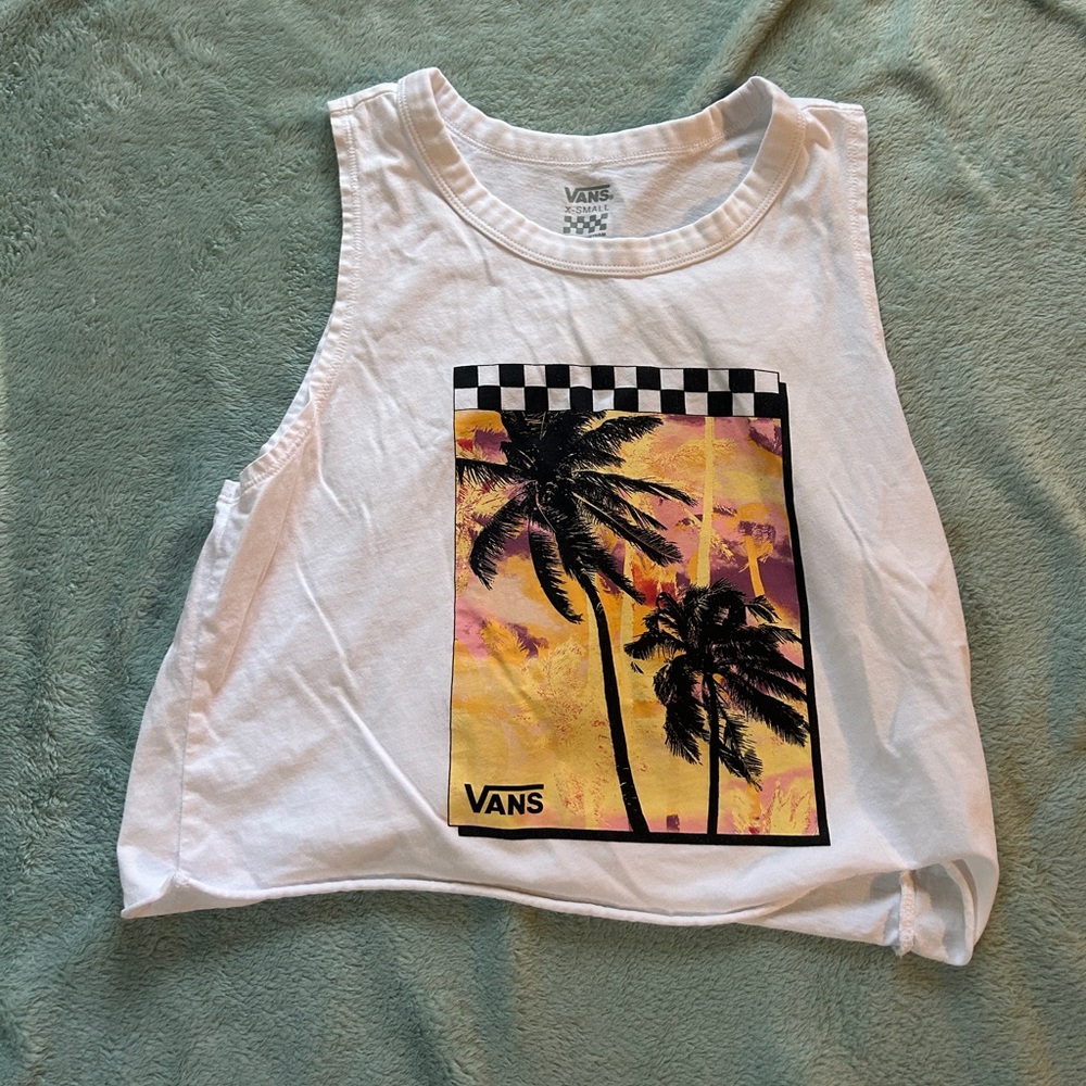 Cropped Vans Tank-Top with sunset; Size: XS